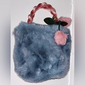 Luxurious Blue Small Fur Handbag
